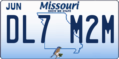 MO license plate DL7M2M