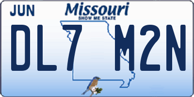 MO license plate DL7M2N