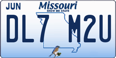MO license plate DL7M2U