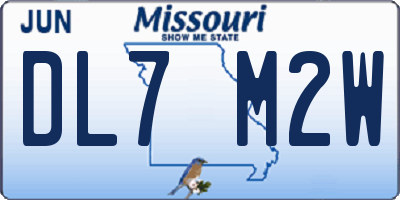 MO license plate DL7M2W