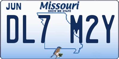 MO license plate DL7M2Y