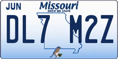 MO license plate DL7M2Z