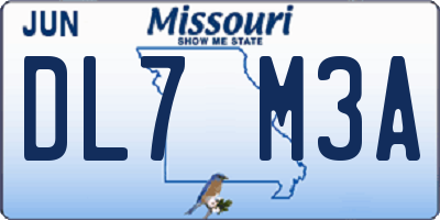 MO license plate DL7M3A
