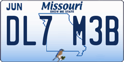 MO license plate DL7M3B