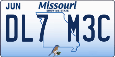MO license plate DL7M3C