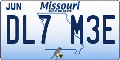MO license plate DL7M3E