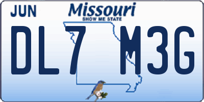 MO license plate DL7M3G