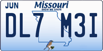 MO license plate DL7M3I