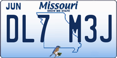 MO license plate DL7M3J