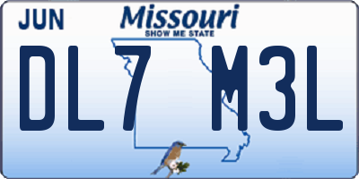MO license plate DL7M3L