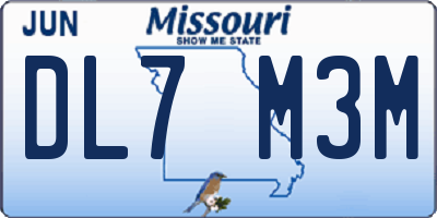 MO license plate DL7M3M