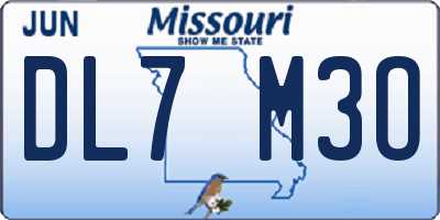 MO license plate DL7M3O