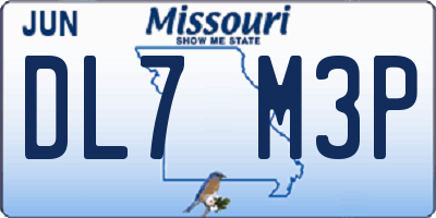 MO license plate DL7M3P