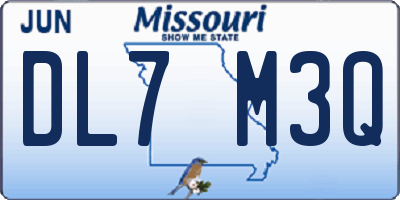 MO license plate DL7M3Q