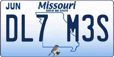 MO license plate DL7M3S