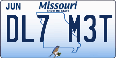 MO license plate DL7M3T