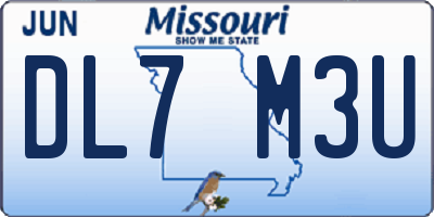MO license plate DL7M3U