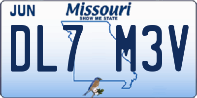 MO license plate DL7M3V