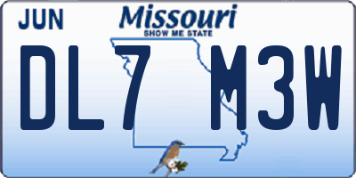 MO license plate DL7M3W