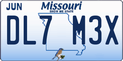 MO license plate DL7M3X