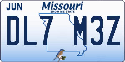 MO license plate DL7M3Z