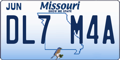MO license plate DL7M4A
