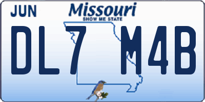 MO license plate DL7M4B