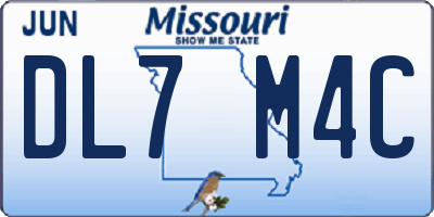 MO license plate DL7M4C