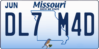 MO license plate DL7M4D