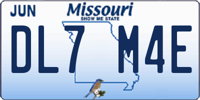 MO license plate DL7M4E