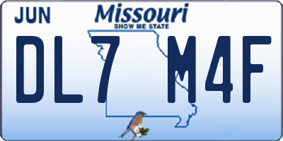 MO license plate DL7M4F