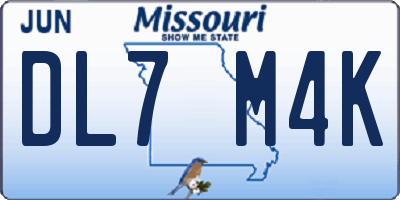MO license plate DL7M4K