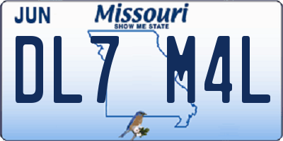 MO license plate DL7M4L