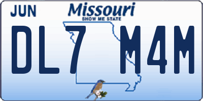 MO license plate DL7M4M
