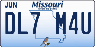 MO license plate DL7M4U