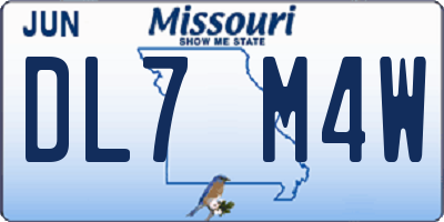 MO license plate DL7M4W
