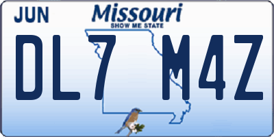 MO license plate DL7M4Z