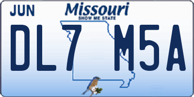 MO license plate DL7M5A