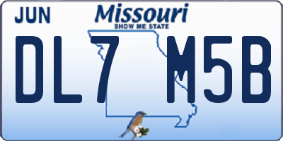 MO license plate DL7M5B