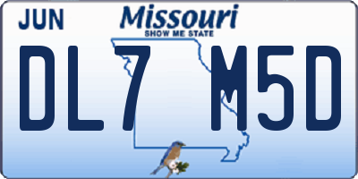 MO license plate DL7M5D