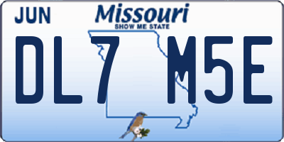 MO license plate DL7M5E