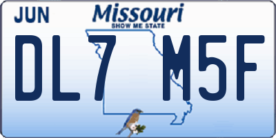 MO license plate DL7M5F