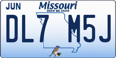MO license plate DL7M5J