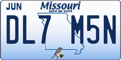 MO license plate DL7M5N