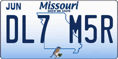 MO license plate DL7M5R