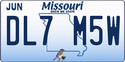 MO license plate DL7M5W