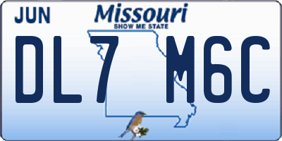 MO license plate DL7M6C