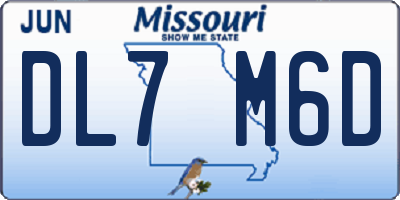MO license plate DL7M6D