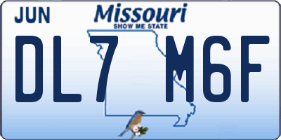 MO license plate DL7M6F