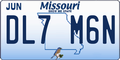 MO license plate DL7M6N